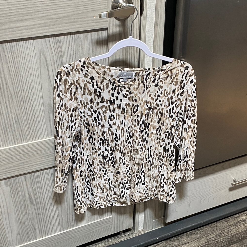 JM Collection Animal Print Blouse - Brown and Black